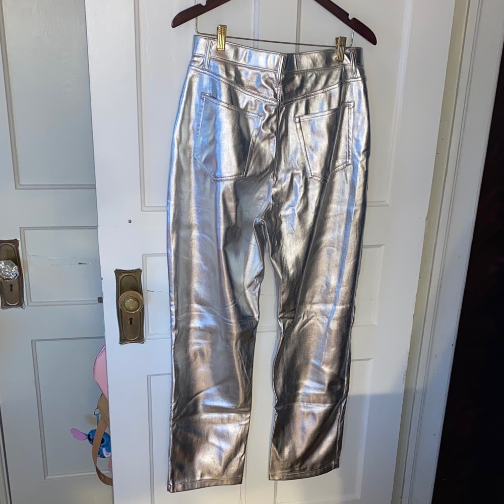 Abercrombie & Fitch Silver Faux Leather Straight Leg Pants - Picture 4 of 4